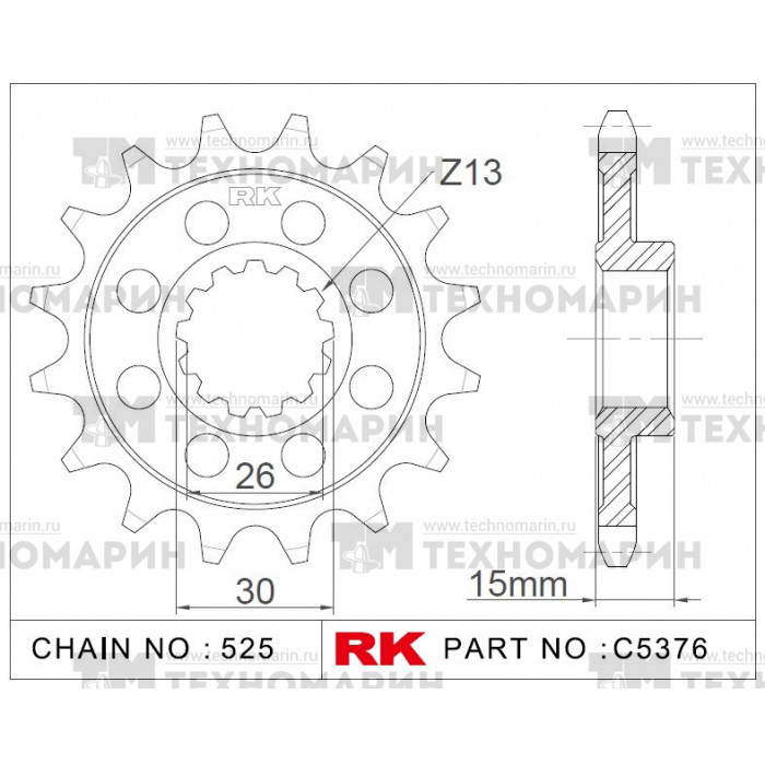 Звезда для мотоцикла ведущая RK Chains C5376-17