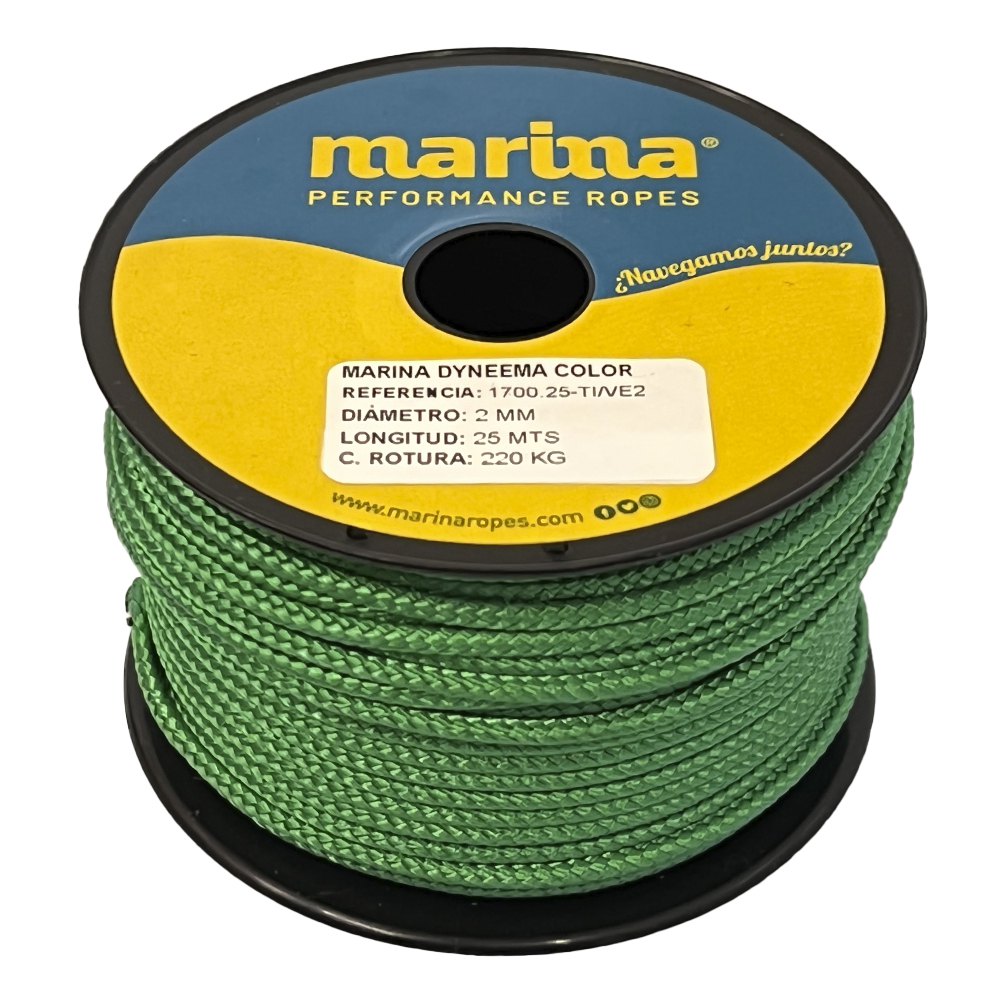 Marina performance ropes 1700.25/VE2 Marina Dyneema Color 25 m Веревка Золотистый Green 2 mm 