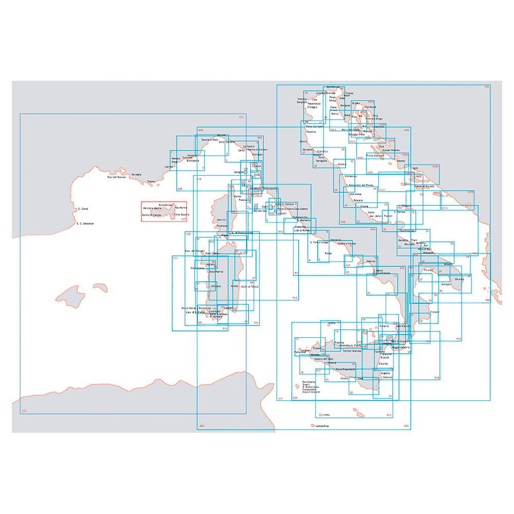 Istituto idrografico 100913 Piombino-Fiumicino Морские карты Бесцветный