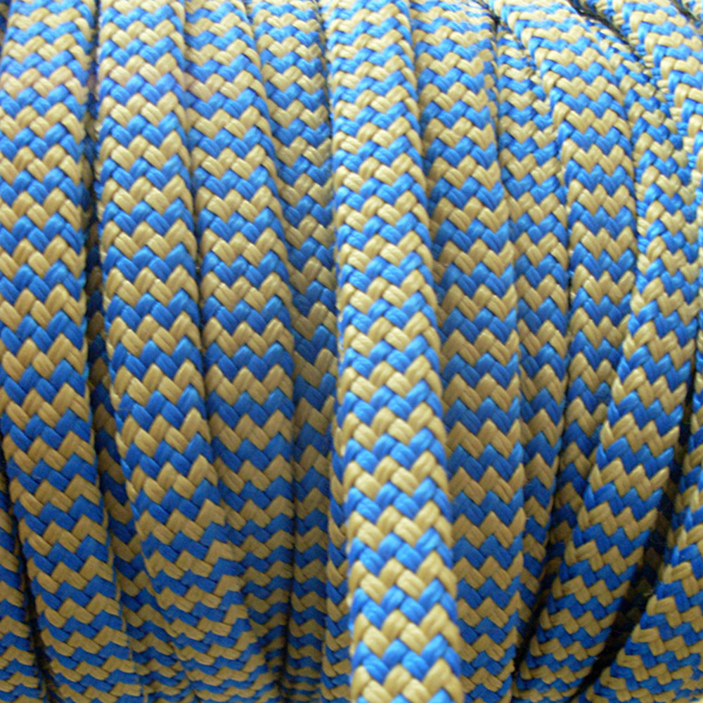 Трос плетеный плоский из полиэстера высокой прочности Pes HT и Кевлар Benvenuti 4750* Ø8мм синий/желтый