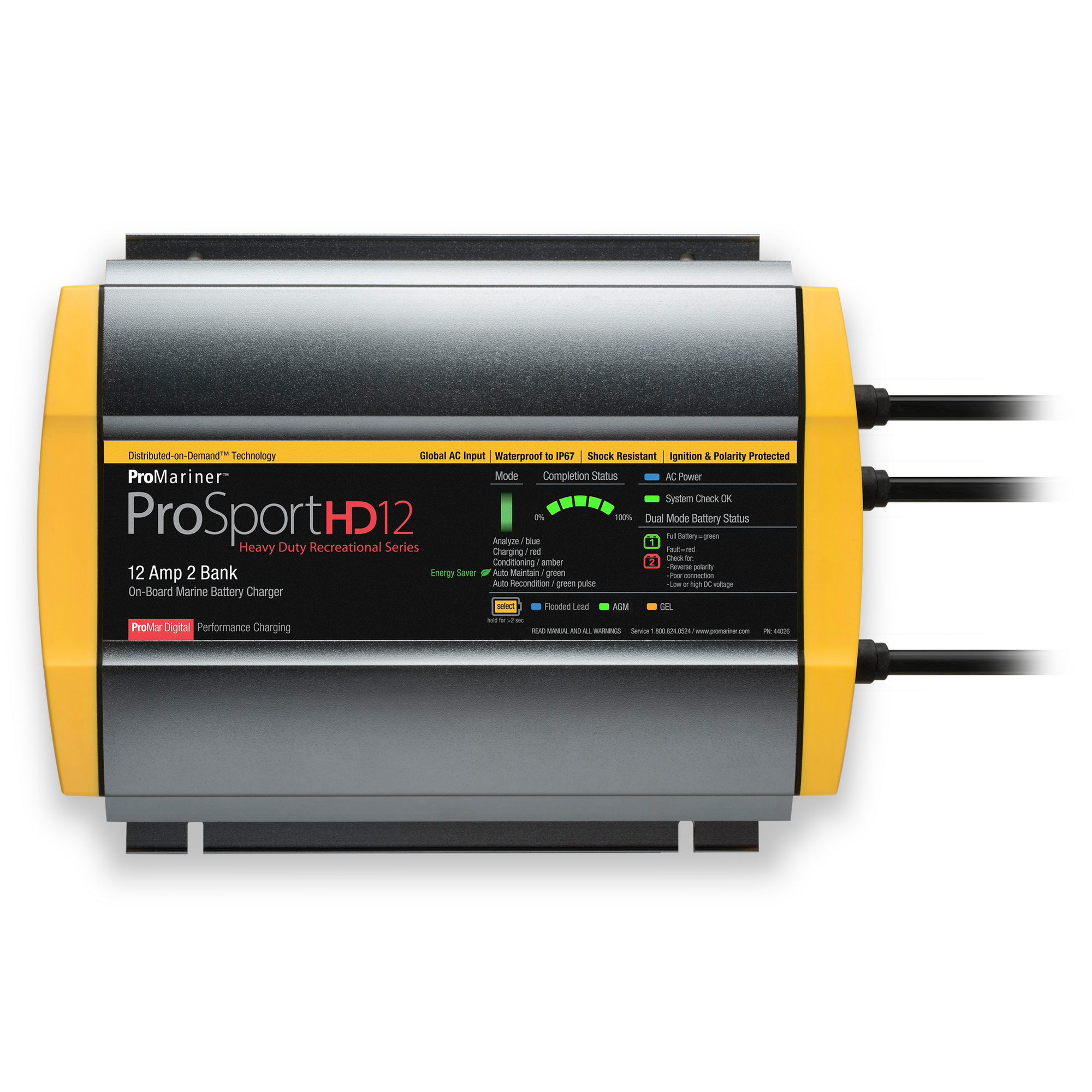 Зарядное устройство ProMariner ProSportHD 12 Global 44026 12/24В 100-240В 12А IP67 на 2 АКБ