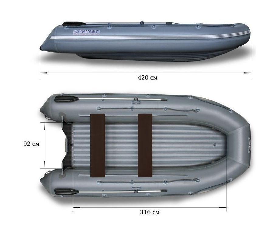 Купить Надувная лодка ПВХ, Флагман 420 НДНД, серо-синий FL420GB 7ft.ru в интернет магазине Семь Футов