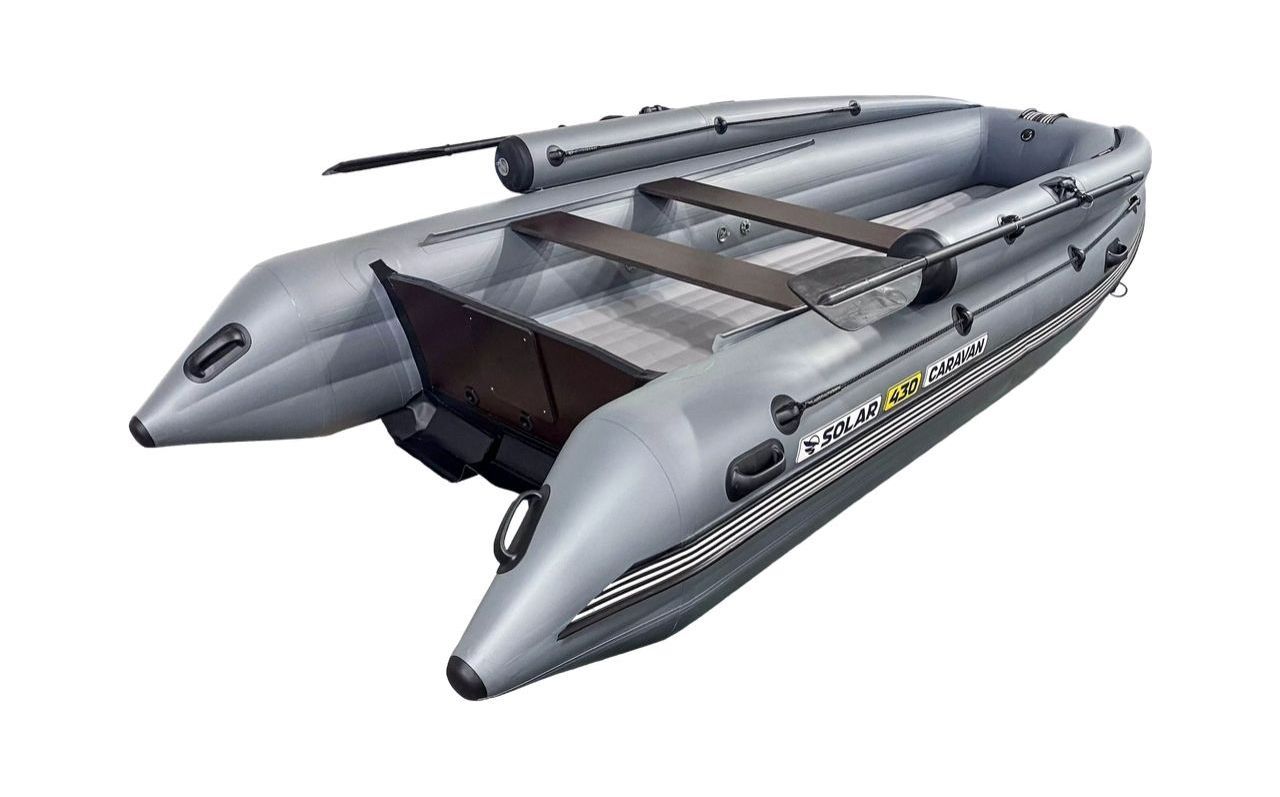 Купить Надувная лодка ПВХ, SOLAR-430 Caravan Super Jet tunnel с фальшбортом, серый SLR430jet_car_super_fb_grey 7ft.ru в интернет магазине Семь Футов