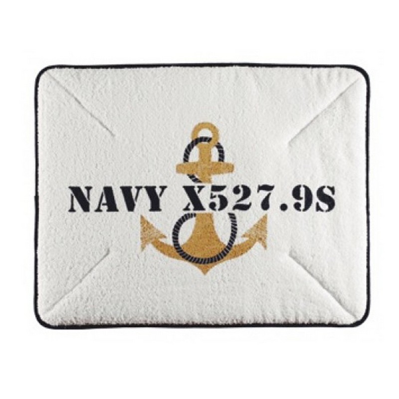 Нескользящий коврик для ванной из хлопка Marine Business Free Style Navy 50211 500x400мм белый