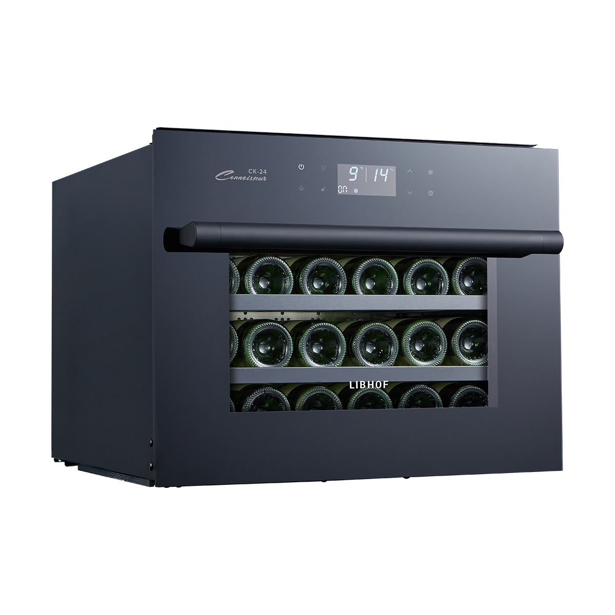 Винный шкаф компрессорный встраиваемый в нишу Libhof Connoisseur CK-24 Black 590х566х448мм для 24 бутылок черный с белой подсветкой с угольным фильтром