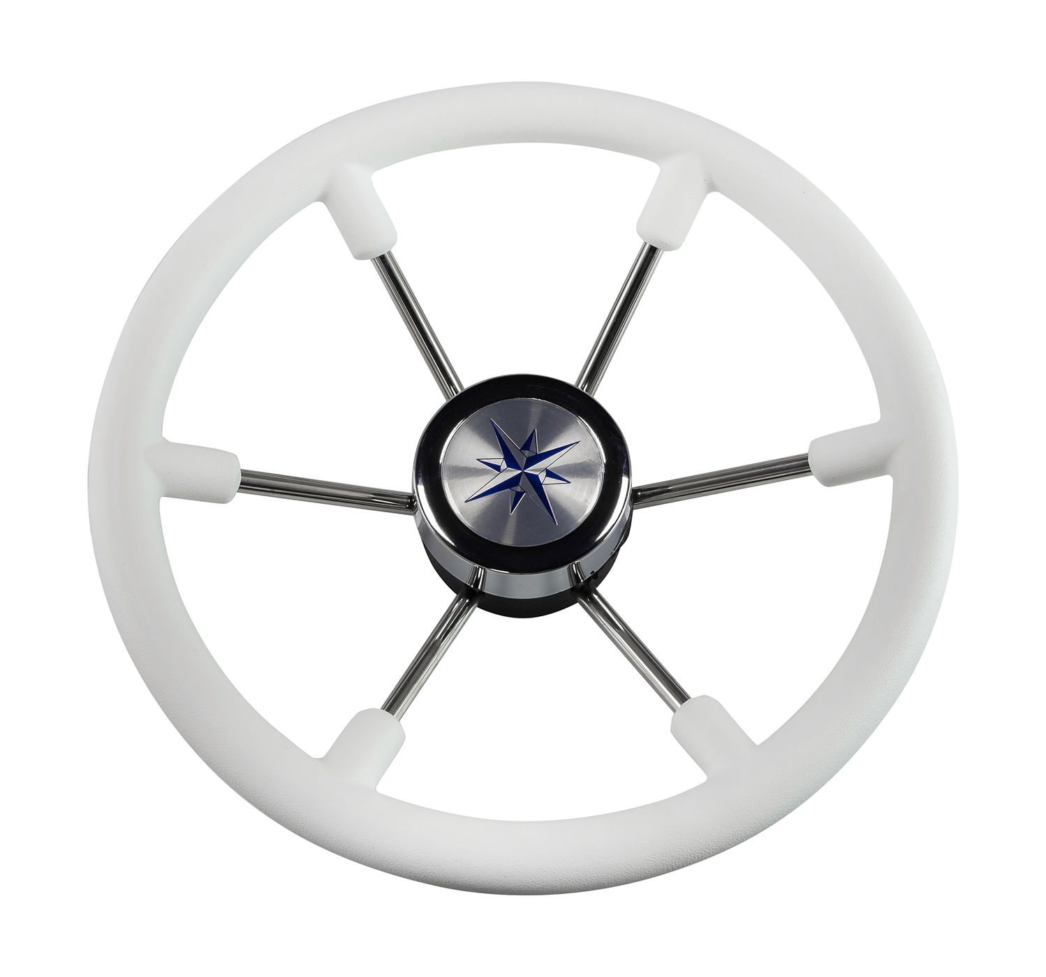 Рулевое колесо LEADER PLAST белый обод серебряные спицы д. 360 мм Volanti Luisi VN8360-08