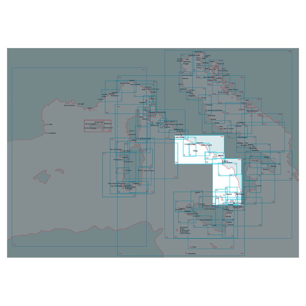 Istituto idrografico 100914 Fiumicino-Punta Licosa Морские карты Бесцветный