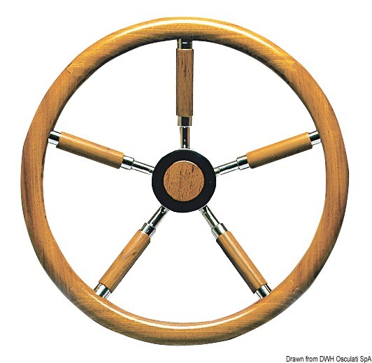 Купить SS steering wheel w/teak external rim 500 mm, 45.167.50 7ft.ru в интернет магазине Семь Футов
