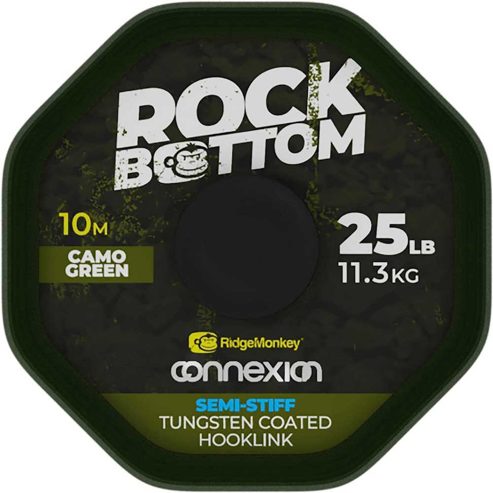 Ridgemonkey RMT-RBTC-SSG25 Connexion Rock Bottom Tungsten Semi Coated Hooklink 20 m Карповая Ловля Camo Green 25 Lbs 