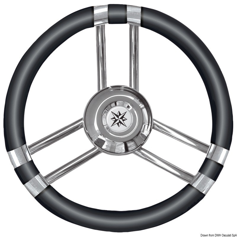 C soft polyurethane steering wheel black/SS 350 mm, 45.137.01