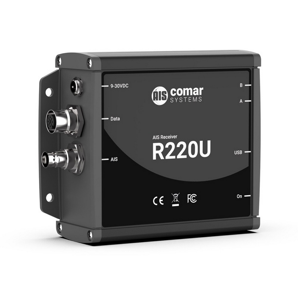 Сетевой приемник транспондер AIS Comar R220U 001-1035 2 канала A/B с выходом NMEA и USB 132x106x46мм 12-24В