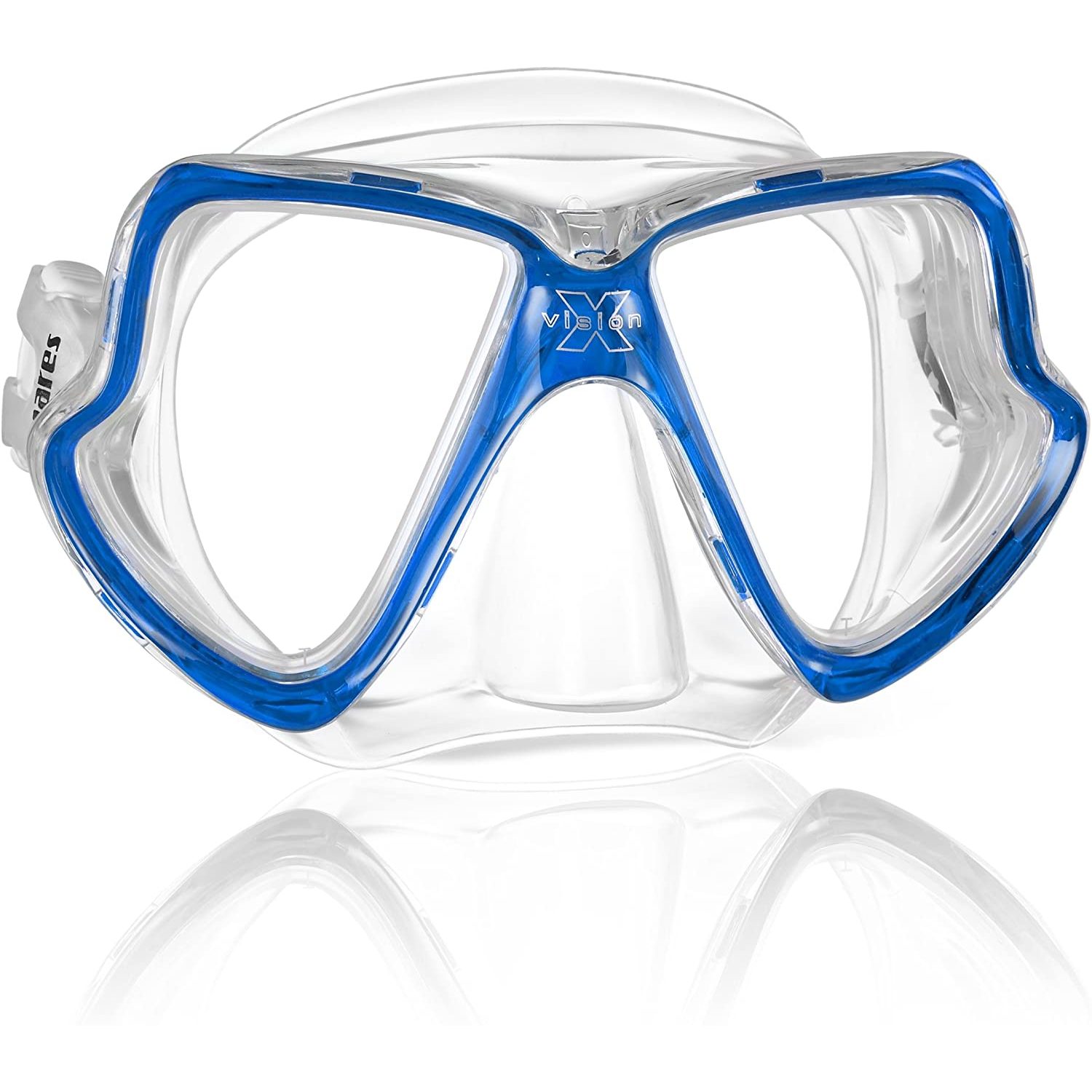 Маска для плавания двухлинзовая для узких лиц Mares X-Vision Mid 411024 прозрачный/синий для взрослых