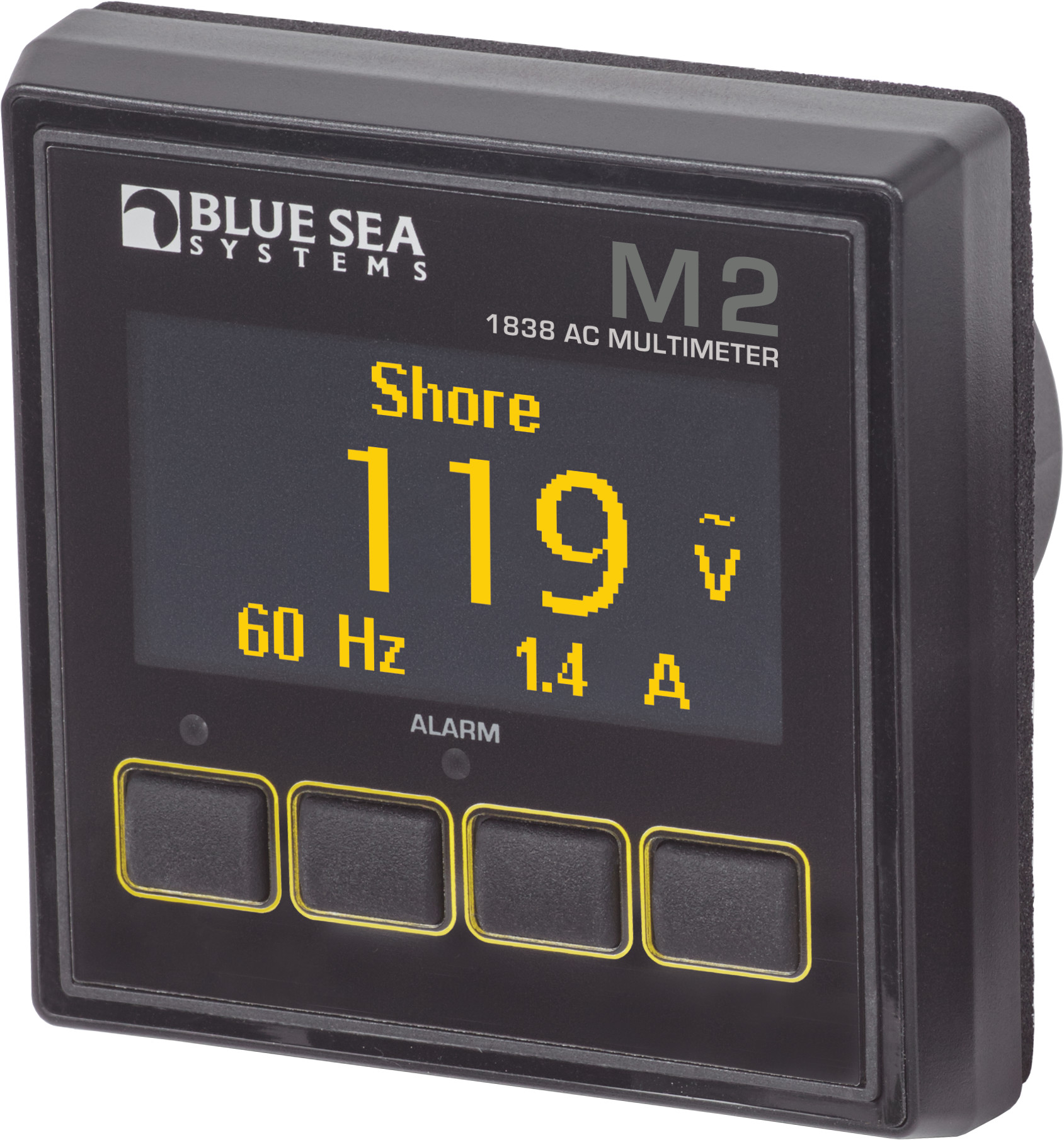 Многофункциональный измерительный прибор Blue Sea M2 1838 7-70/50-250В 0-150A 40-90Гц 0-45кВт IP66 двухконтурный