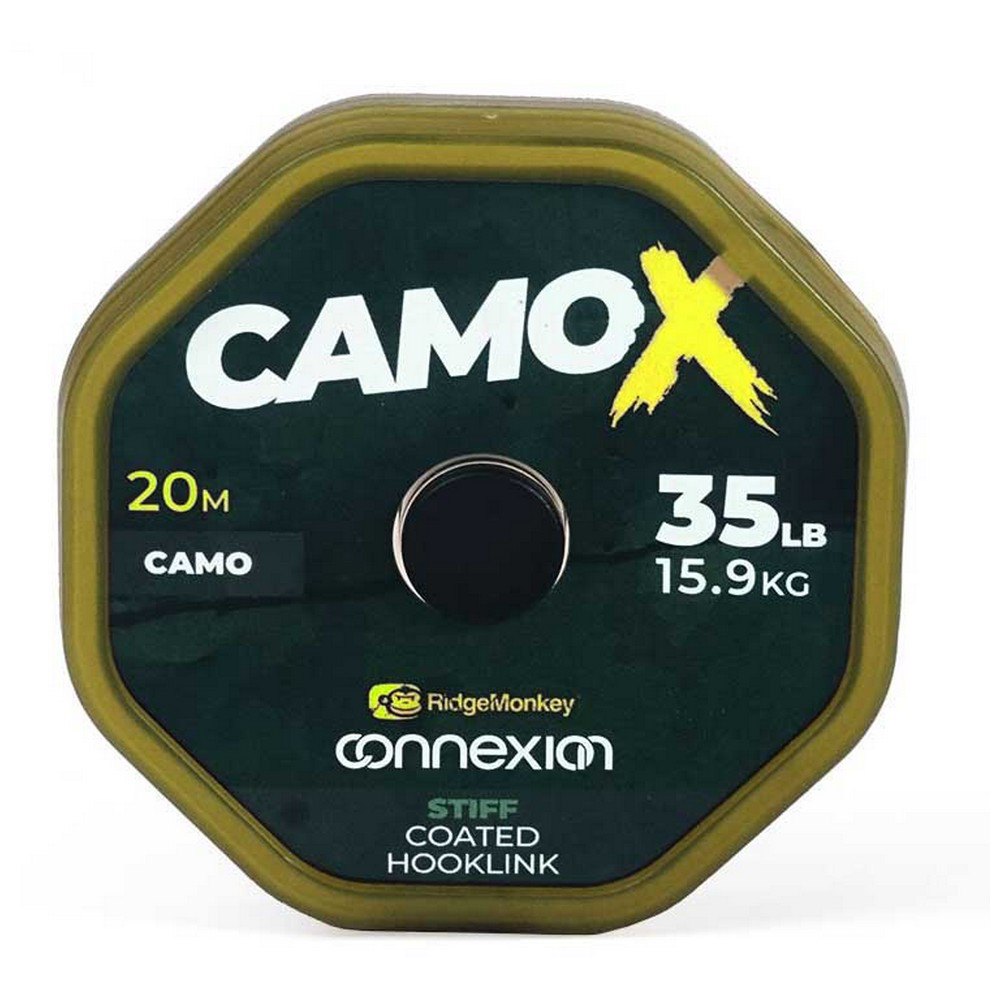 Ridgemonkey RMCX-CXSF25 Connexion CamoX Крючок с мягким покрытием 20 m Ловля карпа линия Золотистый Brown 25 Lbs 
