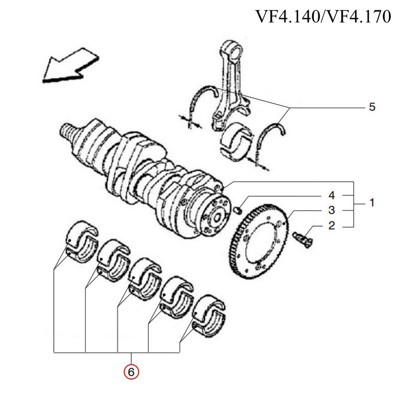 Комплект вкладышей подшипников коленчатого вала Vetus VFP01066 для двигателей VF4.140/VF4.170