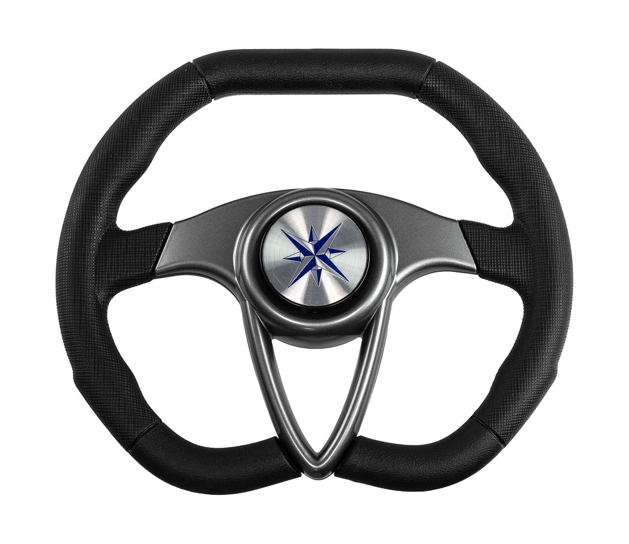 Купить Рулевое колесо BARRACUDA обод черный, спицы серебряные д. 350 мм Volanti Luisi VN135002-01 7ft.ru в интернет магазине Семь Футов