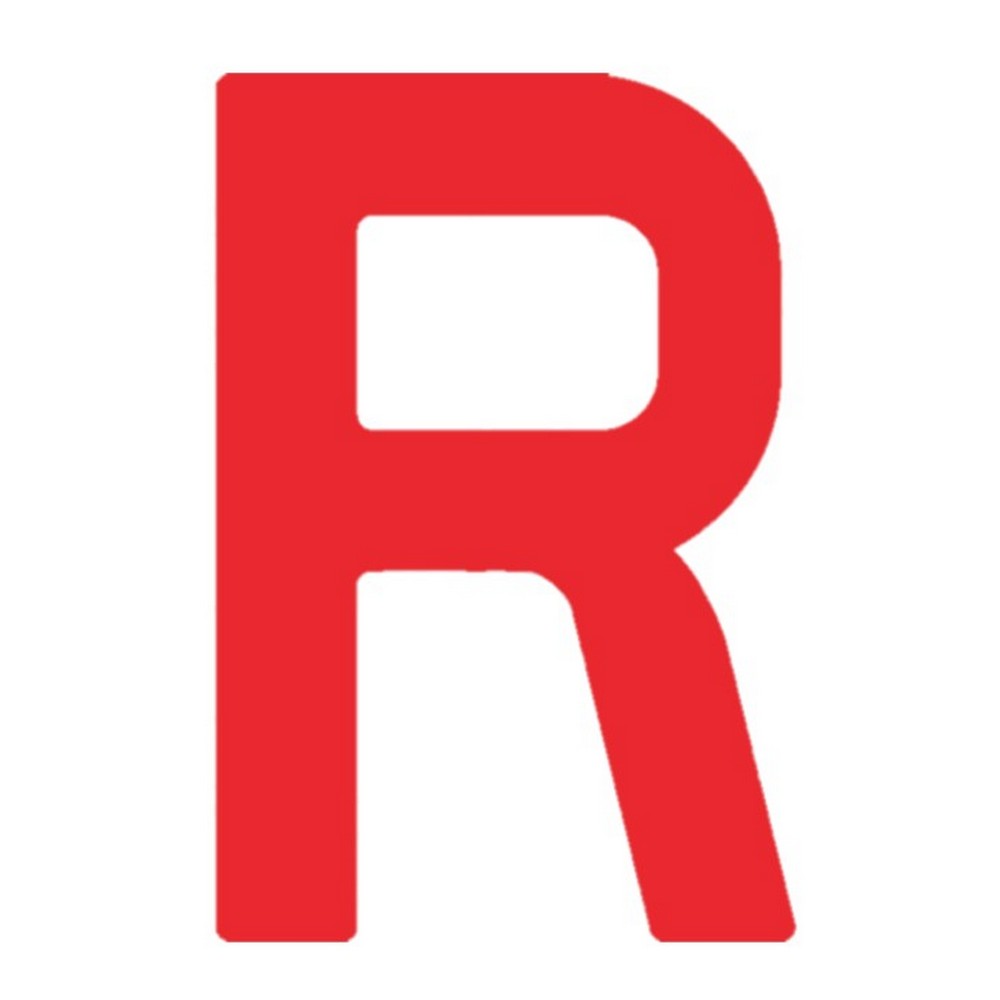 Регистрационная буква "R" из самоклеящейся ткани Bainbridge SL300RDR 300 мм красная