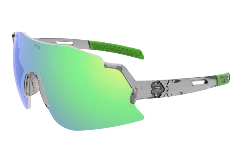 Купить Спортивные очки HILX Savage 2.0 Shiny Crystal Grey Green / Green Mirror Lens, hsa05408-sv5gn14 7ft.ru в интернет магазине Семь Футов