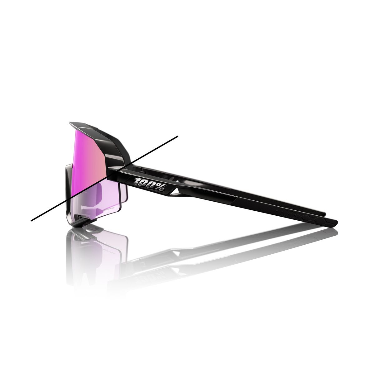 Купить Спортивные очки 100% SLENDALE - Gloss Black - Photochromic Purple Mirror, 60057-00013 7ft.ru в интернет магазине Семь Футов