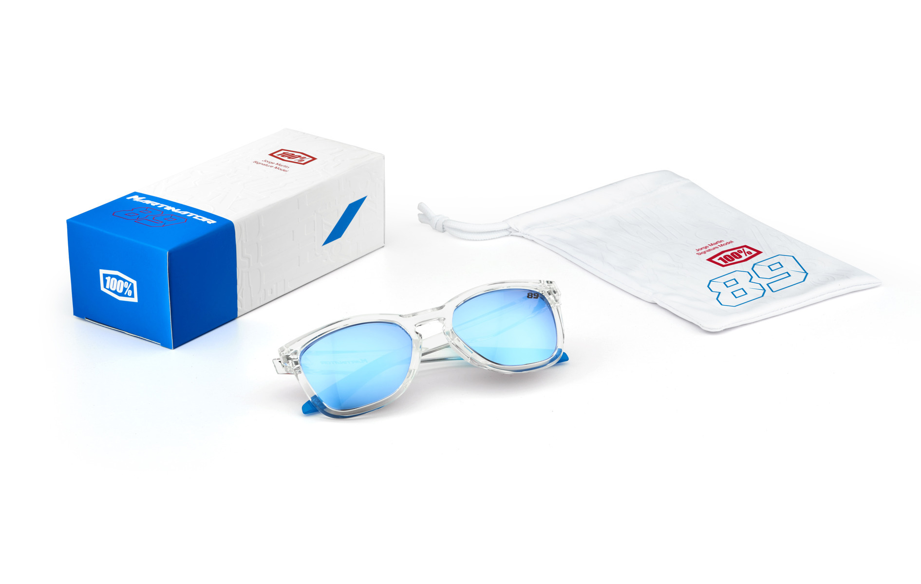 Купить Спортивные очки 100% HUDSON - Jorge Martin SE Polished Clear - HiPER Blue Multilayer Mirror Lens, 60027-00009 7ft.ru в интернет магазине Семь Футов