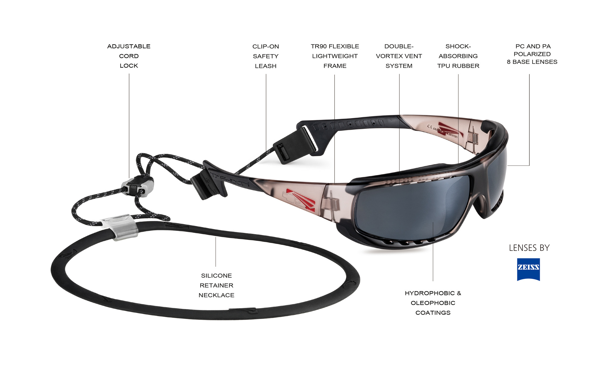 Купить Спортивные очки LiP Typhoon / Trans. Grey - Black / Zeiss / PA Polarized / Pacific Blue 7ft.ru в интернет магазине Семь Футов
