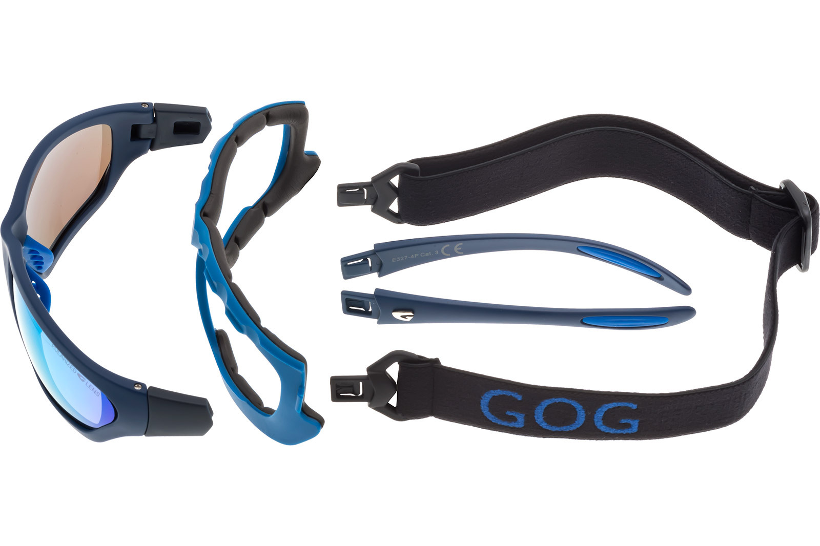 Купить Спортивные очки GOG Mese / Matt Navy Blue / Polarized White-Blue Lens, e327-4p 7ft.ru в интернет магазине Семь Футов