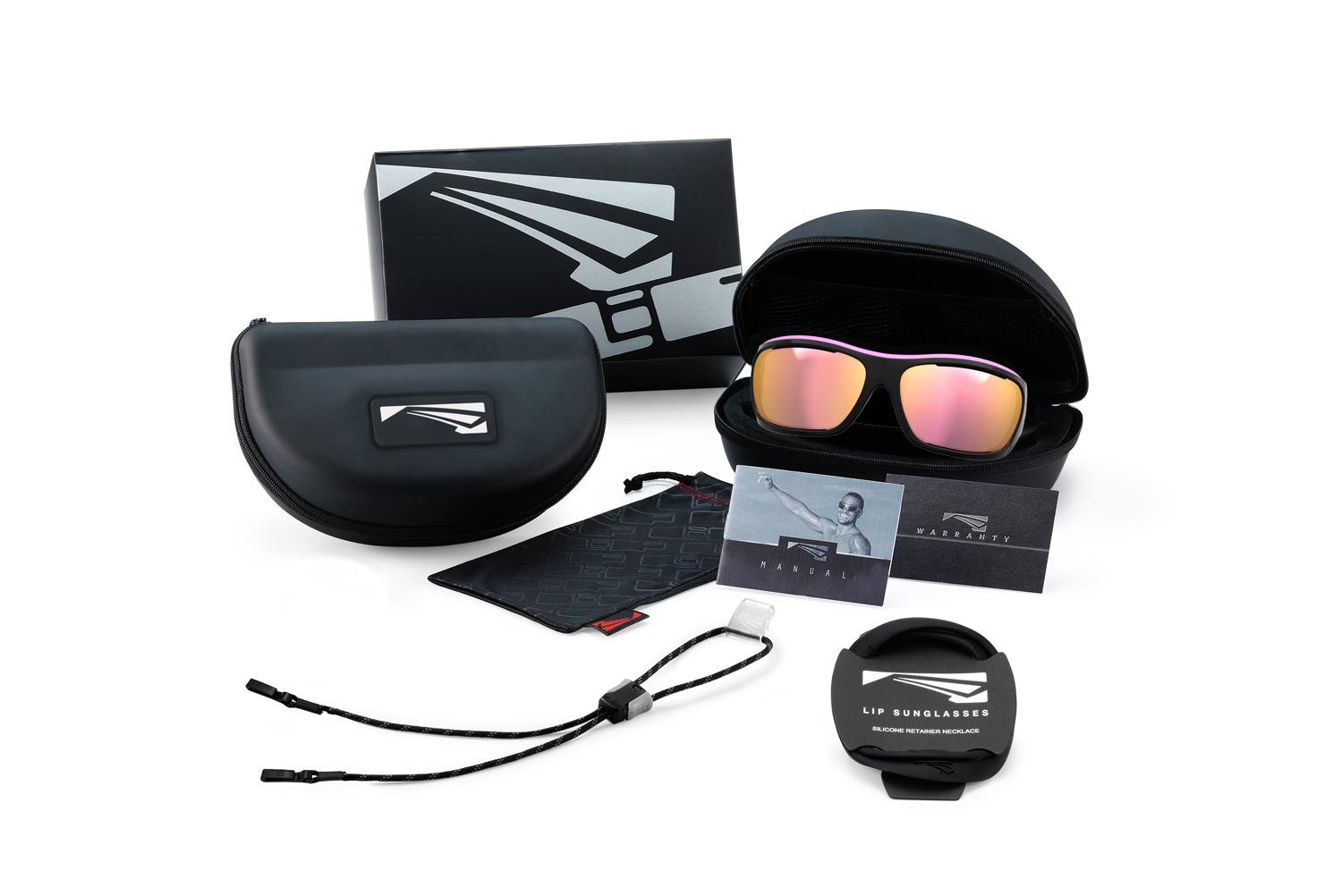 Купить Спортивные очки LiP Tide / Gloss Black - Pink Rubber / PC Photochromic / ecLiPse Series ML Red Brown, 3188 7ft.ru в интернет магазине Семь Футов