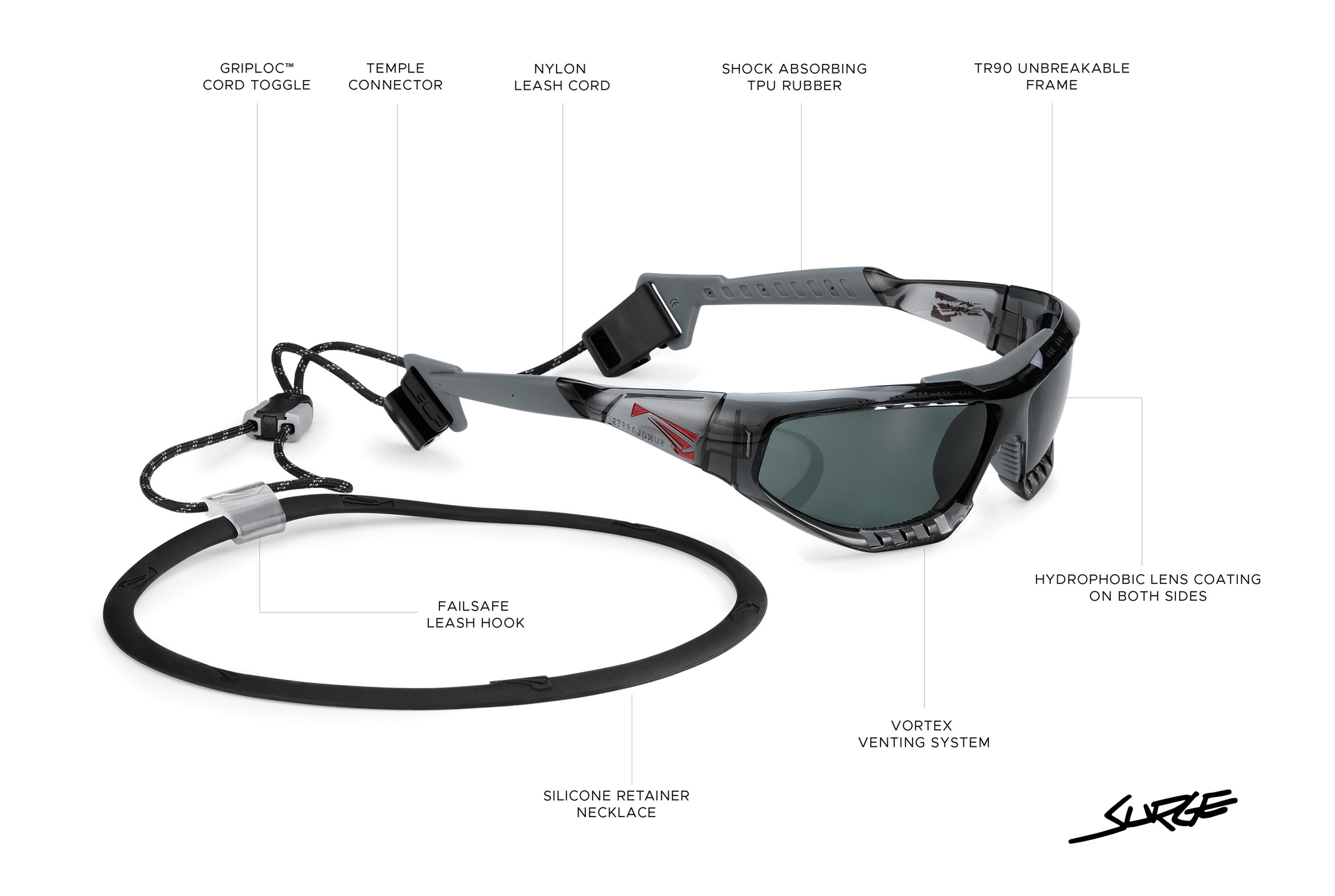 Купить Спортивные очки LiP Surge / Gloss Trans. Grey / Black / PCPL Levanté Series ML Red Smoke 7ft.ru в интернет магазине Семь Футов