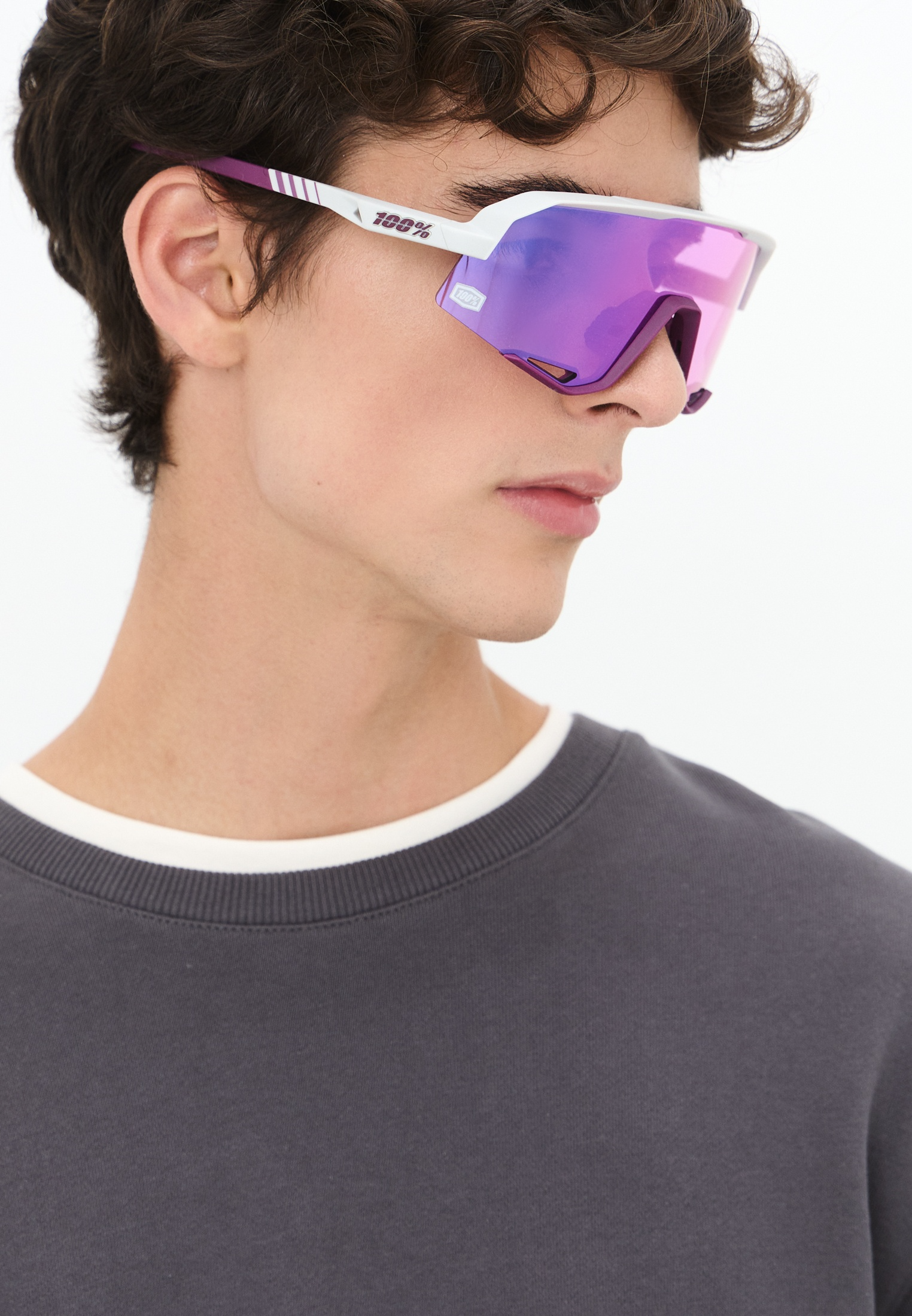Купить Спортивные очки с диоптриями 100% SLENDALE Matte Chalk - Purple Mirror Lens, rx-018/60057-00015 7ft.ru в интернет магазине Семь Футов