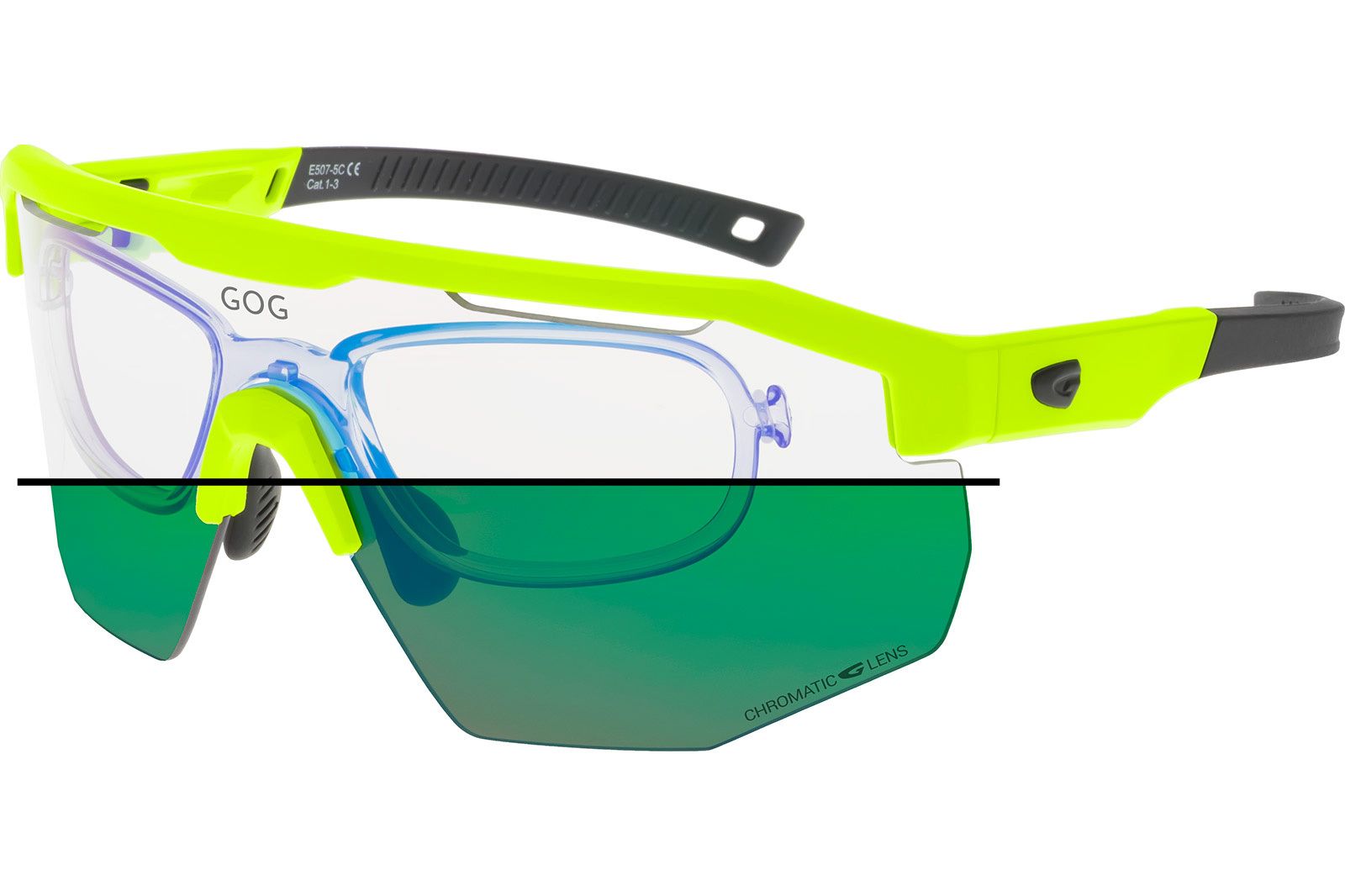 Купить Спортивные очки с диоптриями GOG Argo С / Matt Neon Green-Black / Photochromic Green Lens, rx-e507-5cr 7ft.ru в интернет магазине Семь Футов