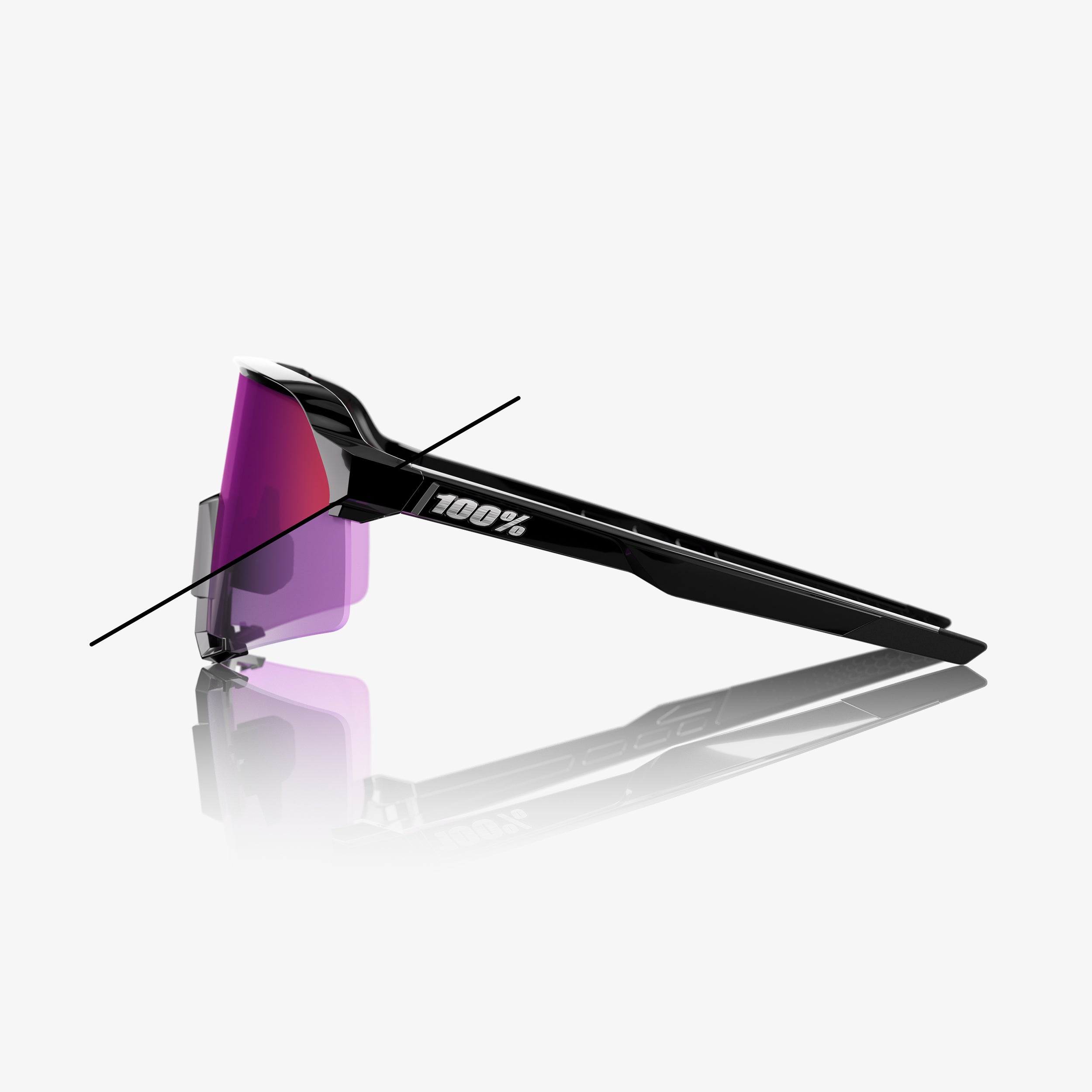 Купить Спортивные очки 100% S3 - Gloss Black - Purple Mirror Photochromic, 60005-00050 7ft.ru в интернет магазине Семь Футов