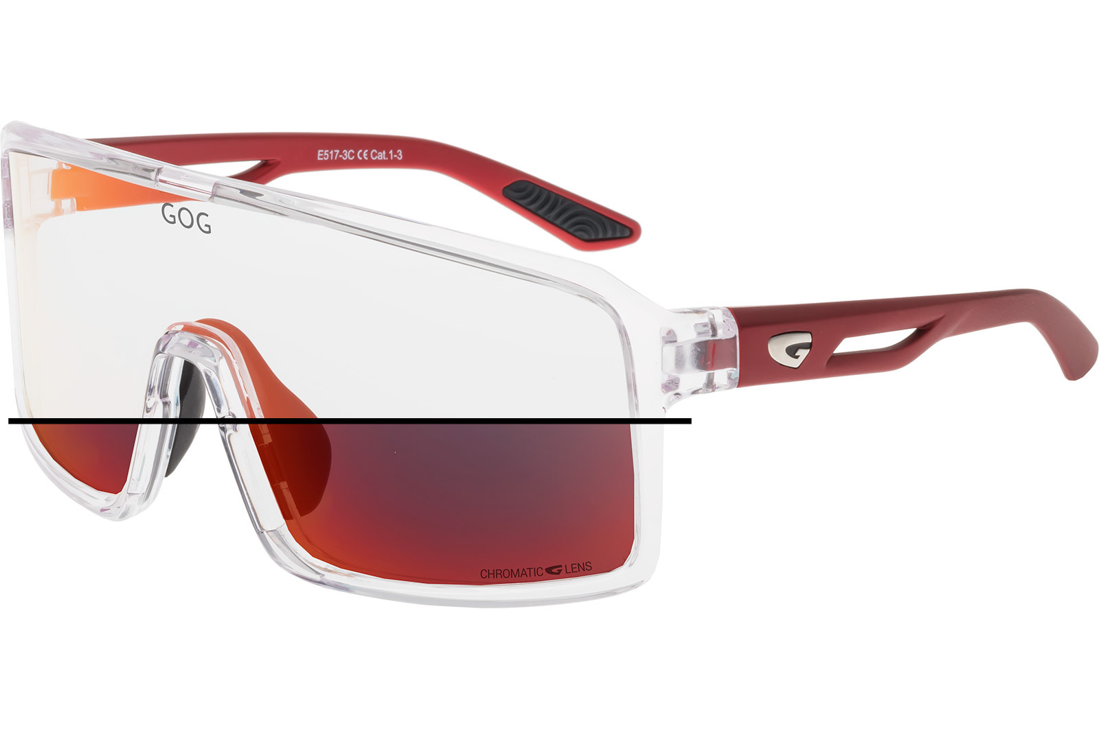 Купить Спортивные очки GOG Ragnarok / Cristal Clear-Matt Metallic Red / Photochromic Red Lens, e517-3c 7ft.ru в интернет магазине Семь Футов