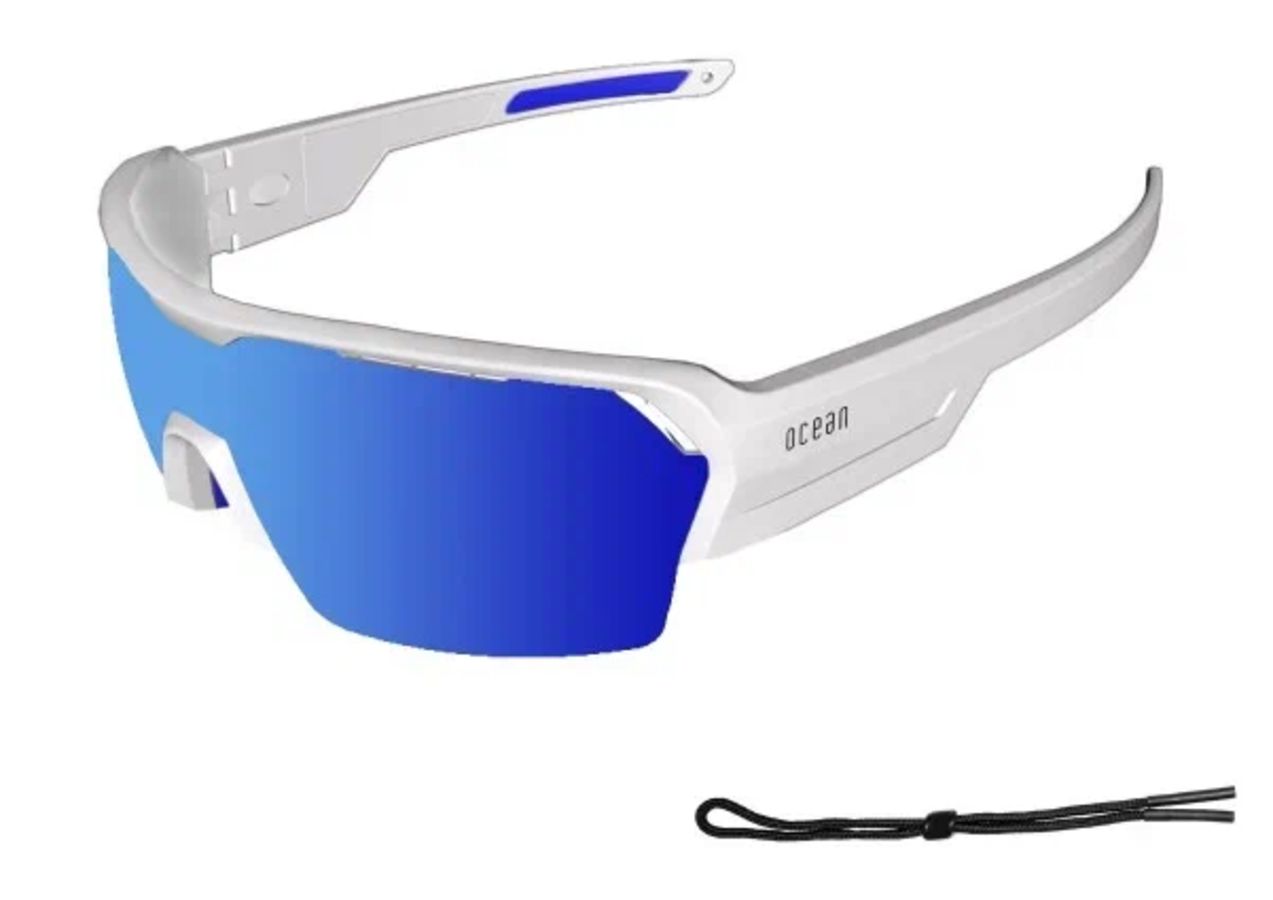 Купить Спортивные очки с диоптриями OCEAN Race Matt White / Revo Blue Polarized lenses, rx-687/3801.2x 7ft.ru в интернет магазине Семь Футов