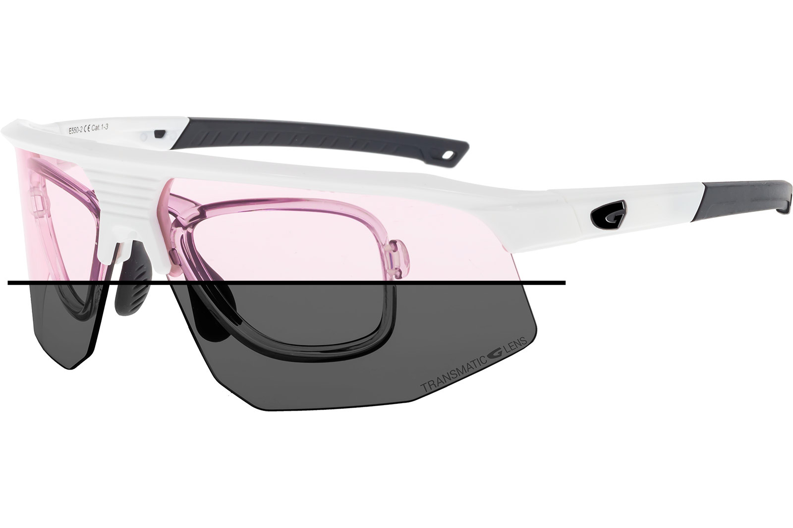 Купить Спортивные очки GOG Kilo / White-Black / Photochromic Pink-Smoke Lens, e550-2r 7ft.ru в интернет магазине Семь Футов