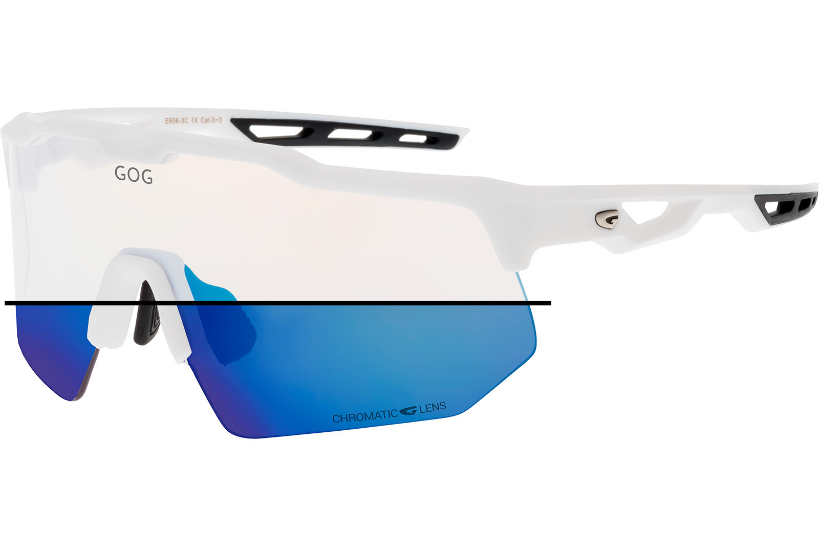 Купить Спортивные очки GOG Loki / Matt White-Black / Photochromic White-Blue Lens, e606-3c 7ft.ru в интернет магазине Семь Футов