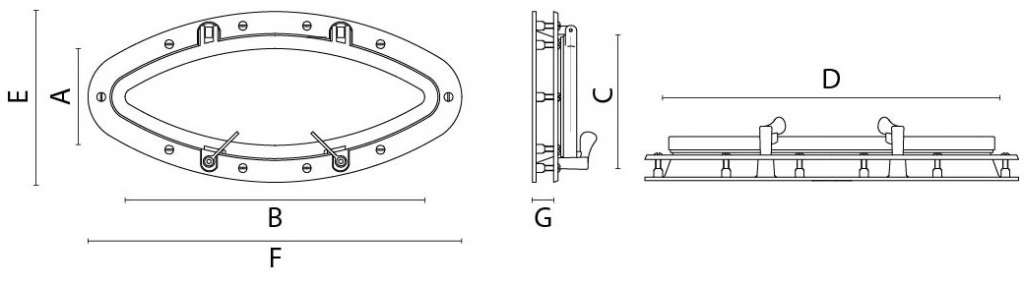 Иллюминатор открывающийся Foresti & Suardi 10B.25.C 255 х 523 х 4 мм из хромированной латуни