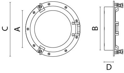 Иллюминатор открывающийся Foresti & Suardi 7C.47.L 470 х 50 мм из полированной латуни