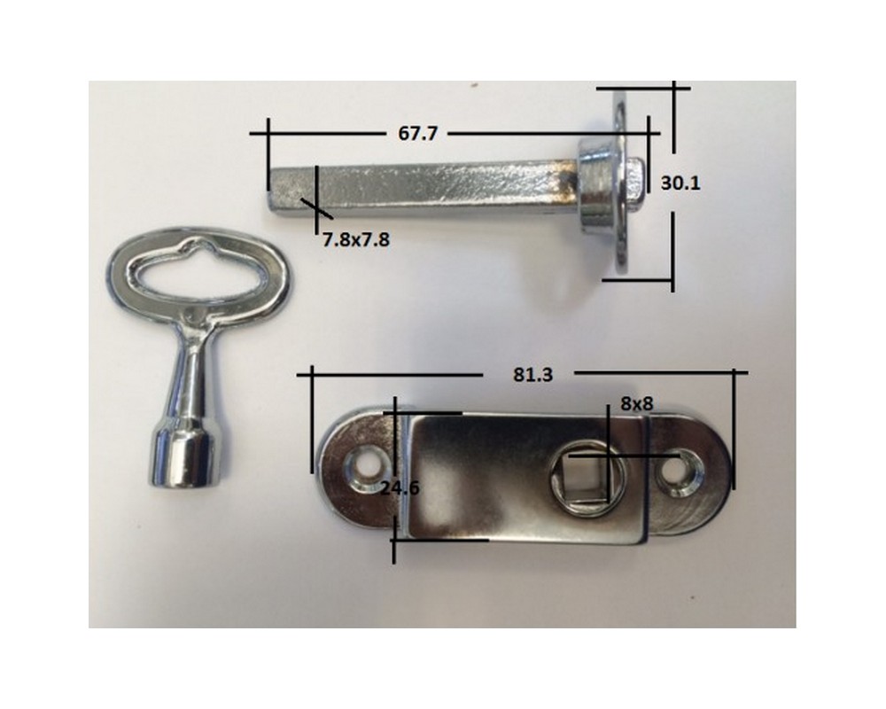 Купить Щеколда с ключом плоская из хромированной латуни 80x25 мм, Osculati 38.311.40 7ft.ru в интернет магазине Семь Футов