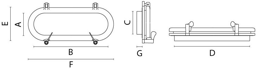 Иллюминатор открывающийся Foresti & Suardi 6A.43.C 150 х 280 х 3 мм из хромированной латуни