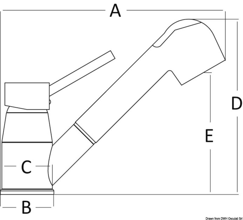 Купить Поворотный керамический смеситель Diana с выдвижной душевой лейкой длиной 1,5 м, Osculati 17.006.00 7ft.ru в интернет магазине Семь Футов