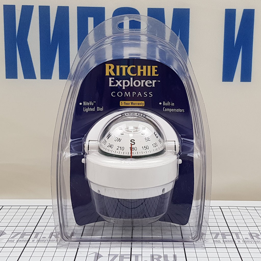 Купить Компас с конической картушкой Ritchie Navigation Explorer S-53W белый 70 мм 12 В устанавливается на поверхность 7ft.ru в интернет магазине Семь Футов