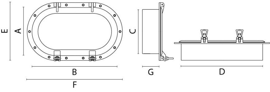 Иллюминатор открывающийся Foresti & Suardi 4.70.L 262 х 430 х 5 мм из полированной латуни
