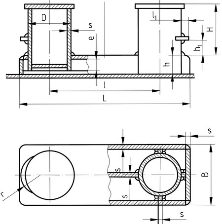 Купить Кнехт швартовый двойной 7ФТ 2Д ГОСТ 11265-73 Ø70 310х135х112мм прямой с фундаментом из сварной стали 7ft.ru в интернет магазине Семь Футов