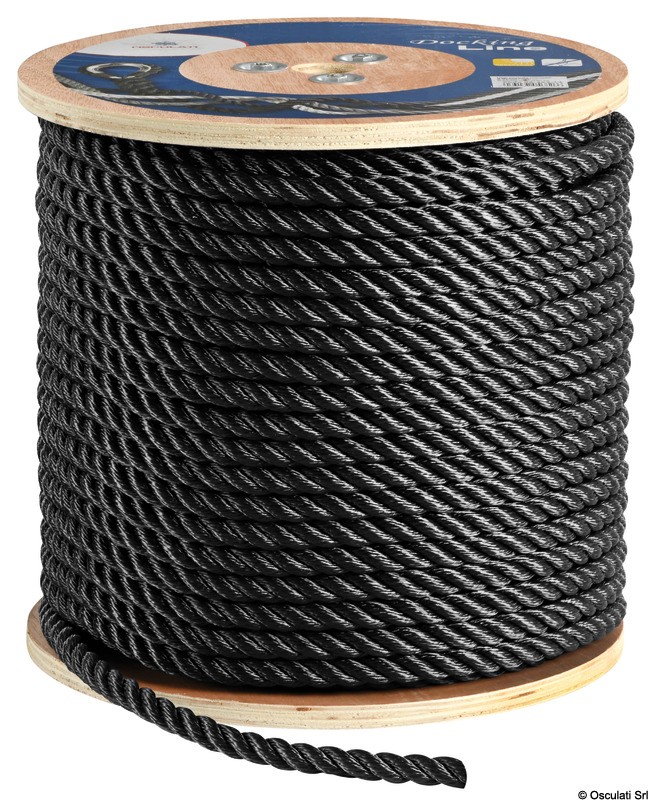 Купить Трехпряндный крученый трос из чёрного полиэфира 100 м диаметр 24 мм, Osculati 06.450.24 7ft.ru в интернет магазине Семь Футов