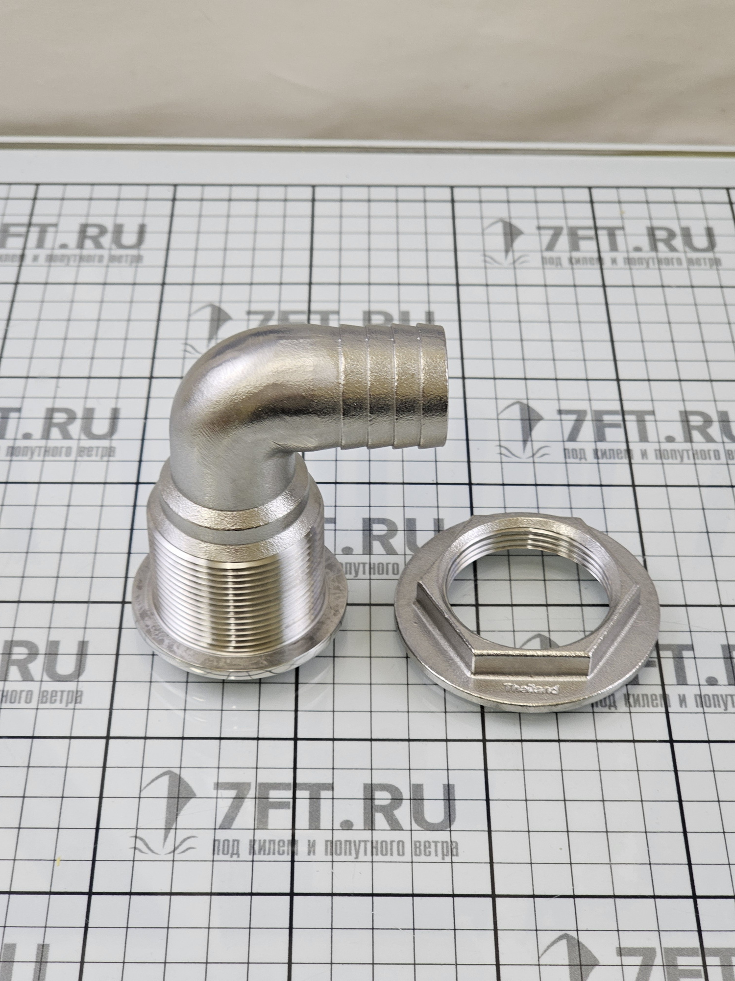 Купить Штуцер для слива в море угловой 90° резьба 1"1/2x32мм AISI316, Osculati 17.526.04 7ft.ru в интернет магазине Семь Футов