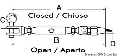 Купить Turnbuckle AISI 316 for Parafil cable 7 mm, 07.196.07 7ft.ru в интернет магазине Семь Футов