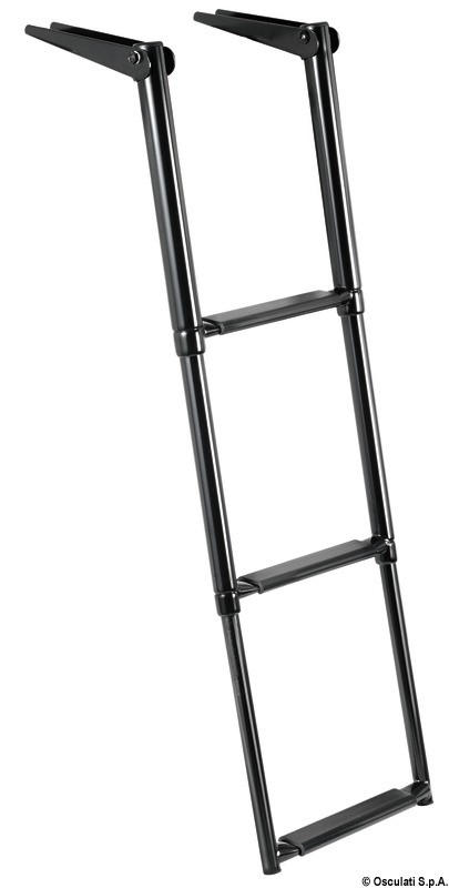 Купить Телескопическая лестница для транцевой площадки Total 889 х 300 мм 3 ступеньки чёрная, Osculati 49.536.03 7ft.ru в интернет магазине Семь Футов