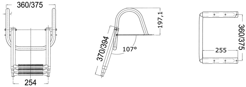 Купить 3-step (black) telescopic ladder w/handles, Osculati 49.546.33 7ft.ru в интернет магазине Семь Футов