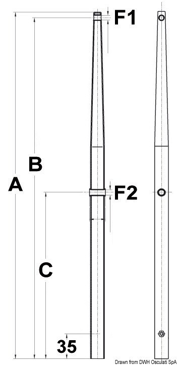 Купить Stanchion for female base AISI316 710 mm, 41.174.41 7ft.ru в интернет магазине Семь Футов