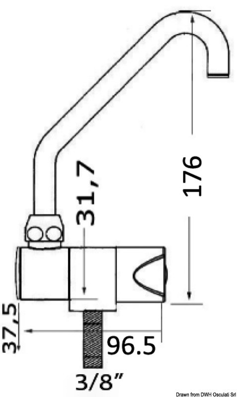 Купить Поворотный высокий кран серии Slide из хромированной латуни штуцер 3/8" для холодной воды, Osculati 17.046.02 7ft.ru в интернет магазине Семь Футов
